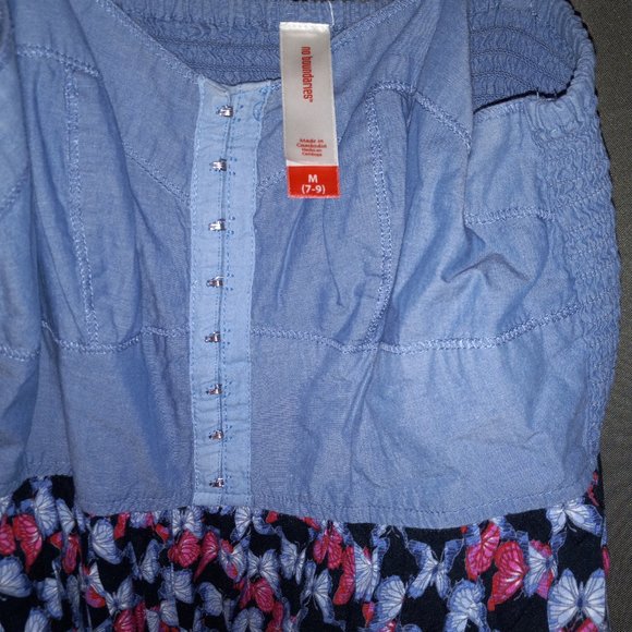 Spaghetti Strap Jean Top Butterfly Dress - Picture 3 of 4